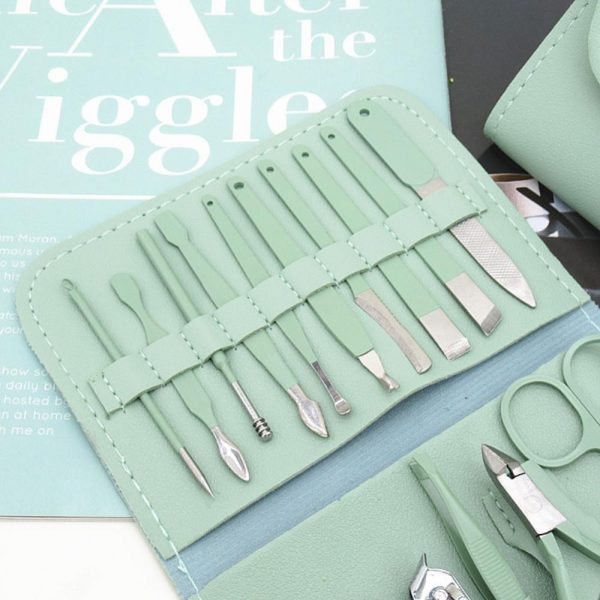16 Pcs Manicure & Pedicure Kit – Stainless Steel Nail Care & Grooming Set with Travel Case(Random colour)